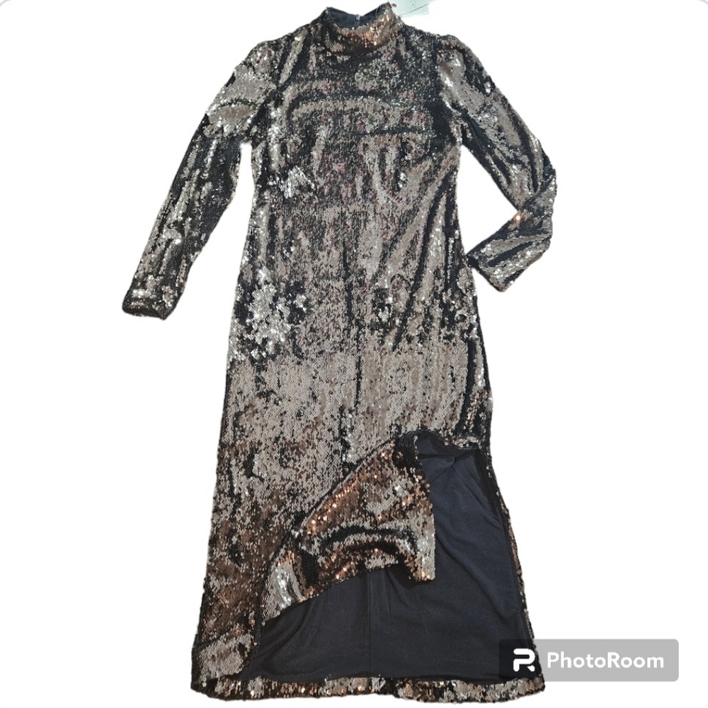 NWT Ted Baker Brookly Sequin Mock Neck Midi Dress sz 6 - Picture 9 of 15